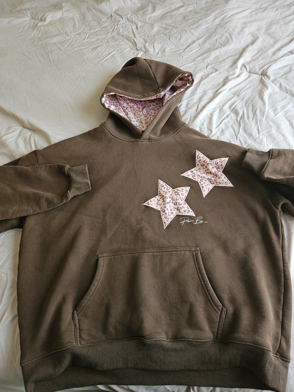 Priscilla of Boston Brown Jacket with Pink Leopard Lining